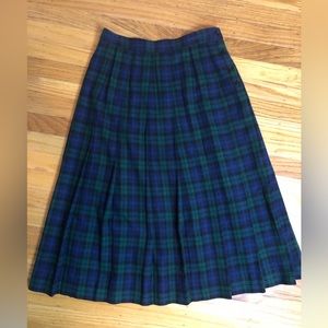 1980s LL Bean Green Blue Plaid Tartan Schoolgirl Skirt